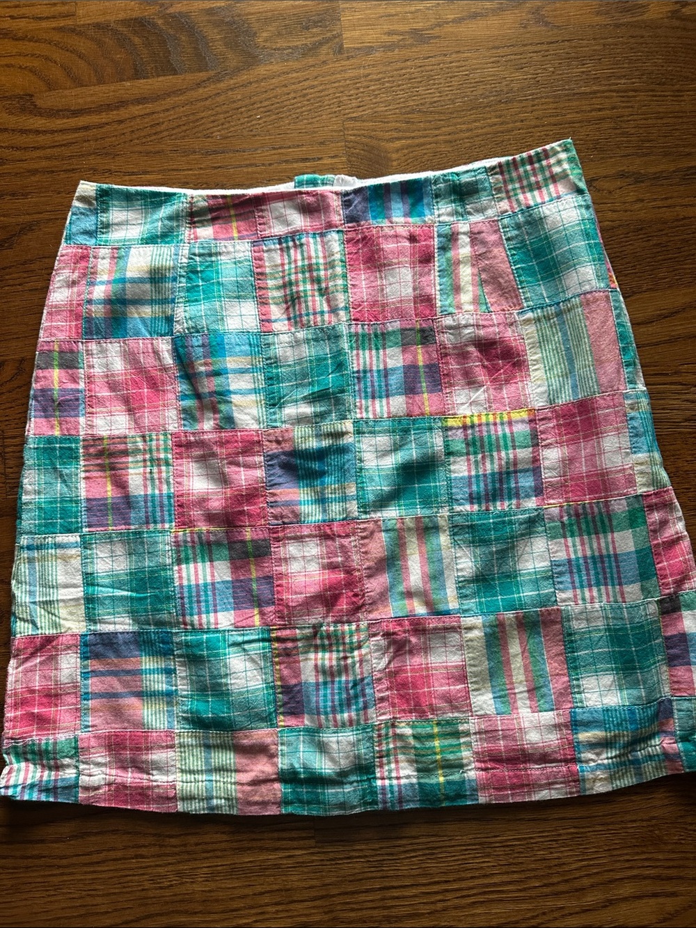 Castaway Patchwork Plaid Mini Skirt - Pink & Teal